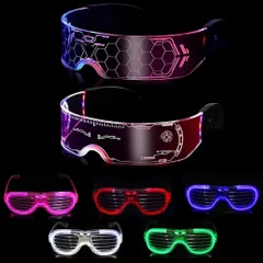 [SALUDABLE] サイバーパンク2個+パーティーメガネ5色セット 光る メガネ 7色 LEDのサムネイル