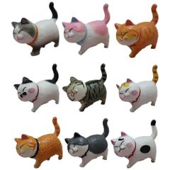SALUDABLE 동물 피규어 고양이 캡슐 토이 수조 오브제 입상 잡화 경품 9개 세트 (화이트)