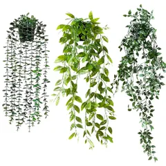 SALUDABLE 観葉植物 フェイクグリーン インテリア 造花 壁掛け 吊り下げ 小物 3点セットのサムネイル