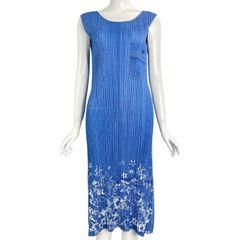 新品同様 ISSEY MIYAKE イッセイミヤケ PLEATS PLEASE プリーツプリーズ ワンピース 星柄 ブルー サイズ3