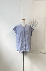 美品 フレームワーク キャップスリーブ ドロストシャツ ブルー ラミー