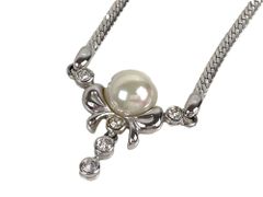 ロッテ50周年当選品 TASAKI ネックレス リボン パール 925 シルバー 