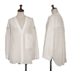 ヘルムートラングHELMUT LANG コットンシルク比翼シースルーブラウス 白Sのサムネイル