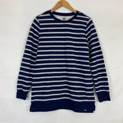 LANDS'END ランズエンド  ボーダー スウェット クルーネック 長袖 マリン トラッド プレッピー アメカジ ノームコア ベーシック メンズ M ネイビー ホワイト NA97のサムネイル