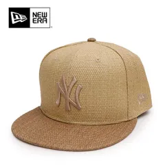ニューエラ/NEW ERA 59FIFTY ニューヨーク・ヤンキース Paper Straw ナチュラ ル/カーキ キャップ 5950 帽子 ユニセックス フラットバイザー ペーパ素材 麦わら