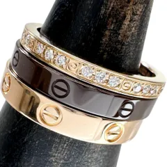 7号 【CARTIER/カルティエ】ラブ スリーフープ 3連 ダイヤモンド リング・指輪 K18PGピンクゴールド 18金 /セラミック 6.4g #47 レディース 【中古】【真子質店】【BL】のサムネイル