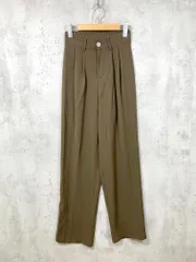 新品 me+em select ミームセレクト 太ベルトハイウエストカラータックスラックス パンツ sizeXS/茶 ■■レディース