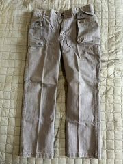 RRL シンチバック ストライプ ワークパンツ W29 ブラウン ヘリンボーン 