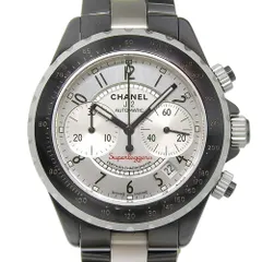 【本物保証】 超美品 シャネル CHANEL J12 スーパーレッジェーラ クロノ シルバー文字盤 H1624 アルミニウム/セラミック 自動巻 41mm 時計のサムネイル