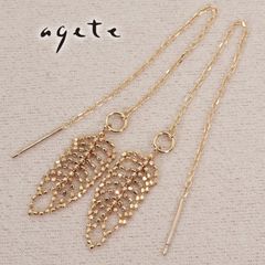 agete アガット☆アメリカンピアス☆K10ゴールド☆透かし柄デザイン