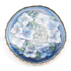 A184 七宝 ブローチ 紫陽花 アジサイ 花 フラワー パープル系カラー ゴールドカラー デザイン ヴィンテージ