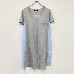 zucca　ズッカ　切替ワンピース　ストライプ　灰色　グレー　青　ブルー　古着【値引き交渉OK！】のサムネイル
