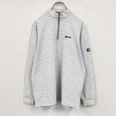 SRIXON　スリクソン　ハーフジップ長袖Tシャツ　ボーダー　白　ホワイト　Lサイズ　古着【値引き交渉OK！】のサムネイル