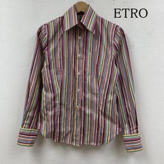 ETRO エトロ 長袖 シャツ ブラウス ストライプ マルチカラー シルク混