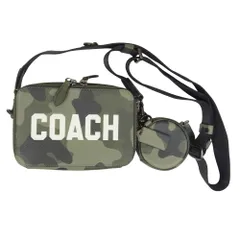 COACH コーチ CZ007 ポーチ付き チャーター クロスボディ 19 カモ プリント アンド グラフィック ショルダーバッグ カーキ系【中古】