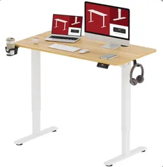 SANODESK 昇降デスク QS1 パソコンデスク スタンディングデスク 電動 無段階高さ調節 メモリー機能付き 人間工学 天板付きセット 組立簡単 110×60cmのサムネイル