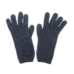 美品 CHANEL シャネル 手袋 カシミヤシルク ツイード ココマークロゴ ニットグローブ ネイビー レディース 【中古】のサムネイル
