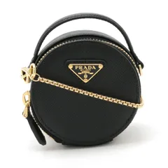 PRADA プラダ SAFFIANO ミニポーチ 小物入れ 2WAY チェーンショルダー ショルダーバッグ レザー NERO 黒 ブラック ゴールド金具 1NR023