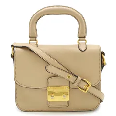 Miu Miu ミュウ ミュウ ミュウミュウ マドラス ハンドバッグ 2WAY ショルダーバッグ レザー CIPRIA ピンクベージュ 国内ブティック購入品 RN0717