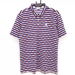 【超美品】ルコックゴルフ 半袖ポロシャツ 白×ブルー×レッド チェック ボーダー  メンズ L ゴルフウェア le coq sportifのサムネイル