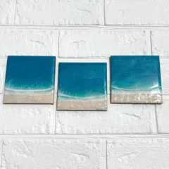 NO.128【レジンアート】ミニパネル3枚セット/10cm×10cm/マイカパウダーのサムネイル