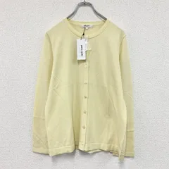 pierre cardin　ピエールカルダン　コットンニットカーディガン　クルーネック　黄色　イエロー　42サイズ　古着【値引き交渉OK！】のサムネイル