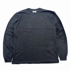 オニツカタイガー 長袖Tシャツ メンズ S ダークグレー コットン100％ クルーネック ロンT 袖プリント トラ柄 日本製のサムネイル