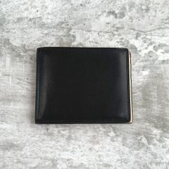 極美品 コードバン】マネークリップ 黒 財布 本革 光沢 ゴールド金具
