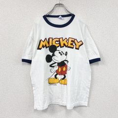 70s~ Disney 白足 ミッキーマウス リンガーTシャツ ヴィンテージ