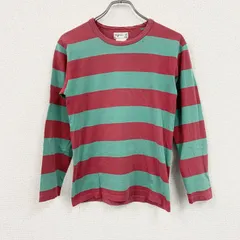 agnes b　アニエスベー　長袖Tシャツ/ロンT　ボーダー柄　バイカラー　赤　レッド　緑　グリーン　古着【値引き交渉OK！】のサムネイル