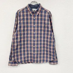 NAUTICA　ノーティカ　長袖ボタンダウンシャツ　チェック柄　マルチカラー　紺　ネイビー　オレンジ　2XLサイズ　古着【値引き交渉OK！】