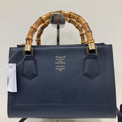 サマンサタバサ トートバッグ バンブーハンドル チェック ロゴ マチ広 