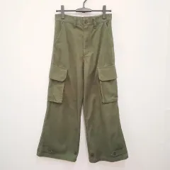 CLEL クレイル ワイドパンツ ミリタリー フレアシルエット カーゴパンツ シーズンレス ハイウエスト カーキ Sサイズ 〇□☆のサムネイル