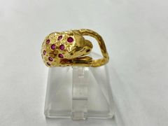 k18 パンサーモチーフリング ダイヤモンド ルビー 約6g 美品 ゴールド 