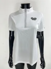 【USED】MUNITALP ムニタルプ ポリエステル ハーフジップ 半袖 シャツ ラインストーン ホワイト 白 レディース 42 L ゴルフウェアのサムネイル
