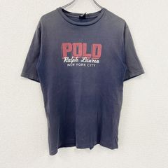 3195 古着USA製90sポロバイラルフローレンロゴTシャツ好デザインナス紺 