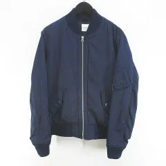 ブラウニー BROWNY パデットジャケット M 紺系 ネイビー ジップアップ ポケット 裏地 無地 ブルゾンのサムネイル