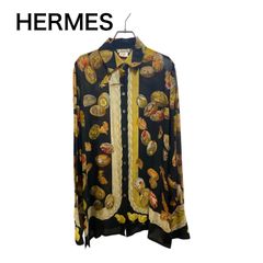 HERMES シェーヌダンクル シルクシャツ 黒 36 - メルカリ