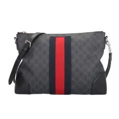 グッチ GGスプリーム シェリーライン ショルダーバッグ GGスプリームキャンバス 474139 ブラック メンズ  GUCCI  中古 グッチ