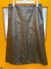 Y【Y10-96】◇ DONNA KARAN    サイズUS 2    レザースカート　ダークブラウンのサムネイル