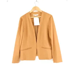 未使用 NATURAL BEAUTY ナチュラルビューティー ノーカラージャケット 38 Mサイズ相当 麻他 ショート丈 キャメル色 レディース AD1968A35 のサムネイル