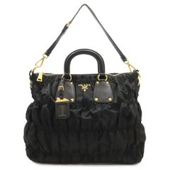 ✨美品✨プラダ ハンドバッグ 2way ギャザー メタルロゴ ナイロン