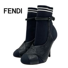 FENDI ROMA ソックスブーツ ブルー 38 - メルカリ