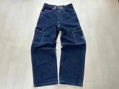DOG TOWN 黒龍 Y2K 極太 カーゴ バギー 刺繍 インディゴ 日本製  ワイド デニムパンツ L【古着】ME6036IKE【Shops 匿名配送】のサムネイル