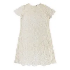 WE26432 美品 Ralph Lauren ラルフローレン 透かし編み ワンピース M アイボリー 総レース 半袖のサムネイル