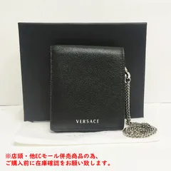 ※併売商品※◆中古美品◆Versace【ヴェルサーチ】チェーンウォレット レザー ブラック 二つ折り財布 メンズ　M1847のサムネイル