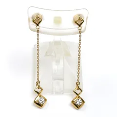 De Beers デビアス K18YG イエローゴールド FOREVER MARK ロングチェーン ピアス IFE003 ダイヤモンド0.111ct/0.117ct 2.6g レディース 中古 美品のサムネイル
