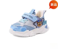 【在庫処分】【新品】パウパトロール風 キッズスニーカー 15.5cm 男の子 ブルー 軽量 メッシュ 通気性 ベルクロ 子供靴