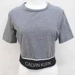 カルバンクラインシーケー Calvin Klein C.K 半袖 クロップド Tシャツ カットソー S 灰系 グレー ウエストバンド ロゴ プリントのサムネイル