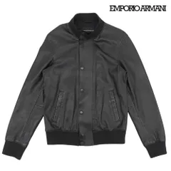 超美品 エンポリオアルマーニ Emporio Armani 現行黒タグ ラムレザー スタンドカラー ジャケット M 46 170-175cm 黒 メンズ ボンバー ライダースのサムネイル